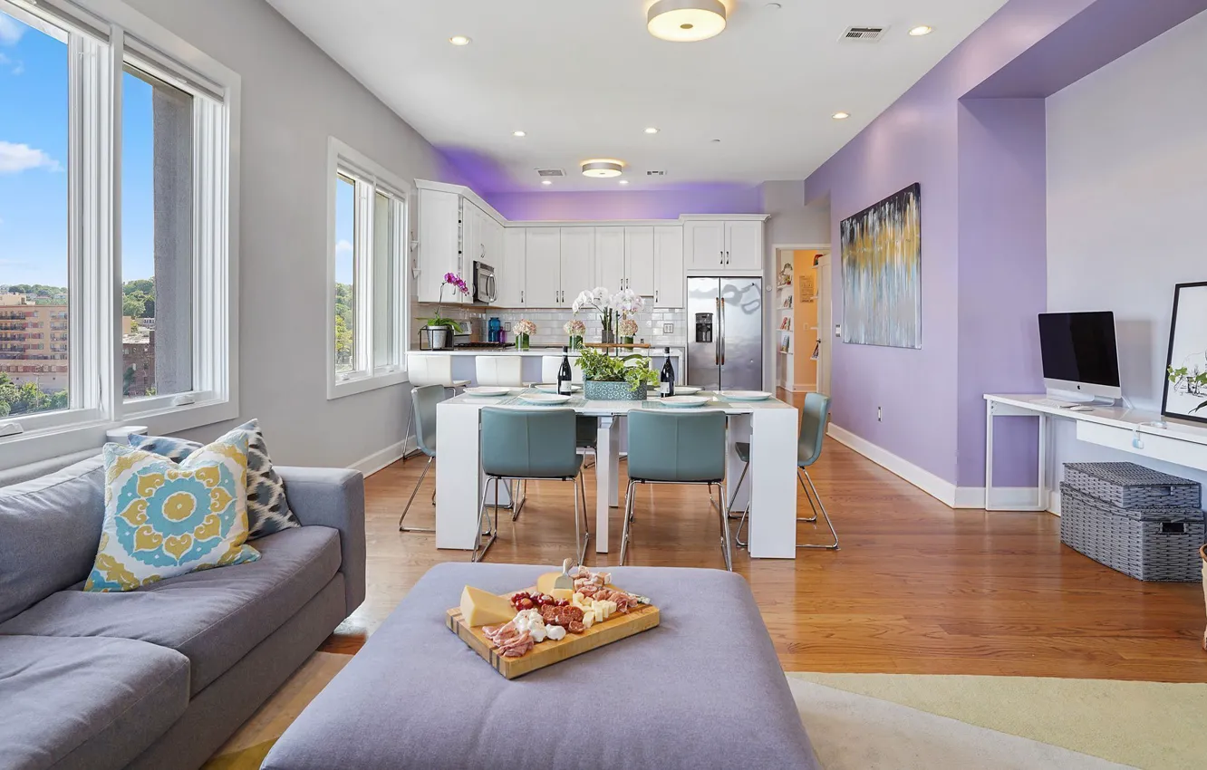 Photo wallpaper style, New York, interior, dining room, Pete Davidson, living room, kitchen, design