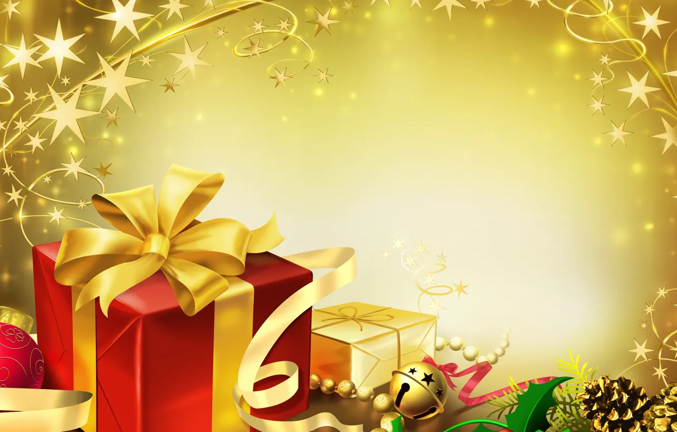 Photo wallpaper new year, vector, gifts