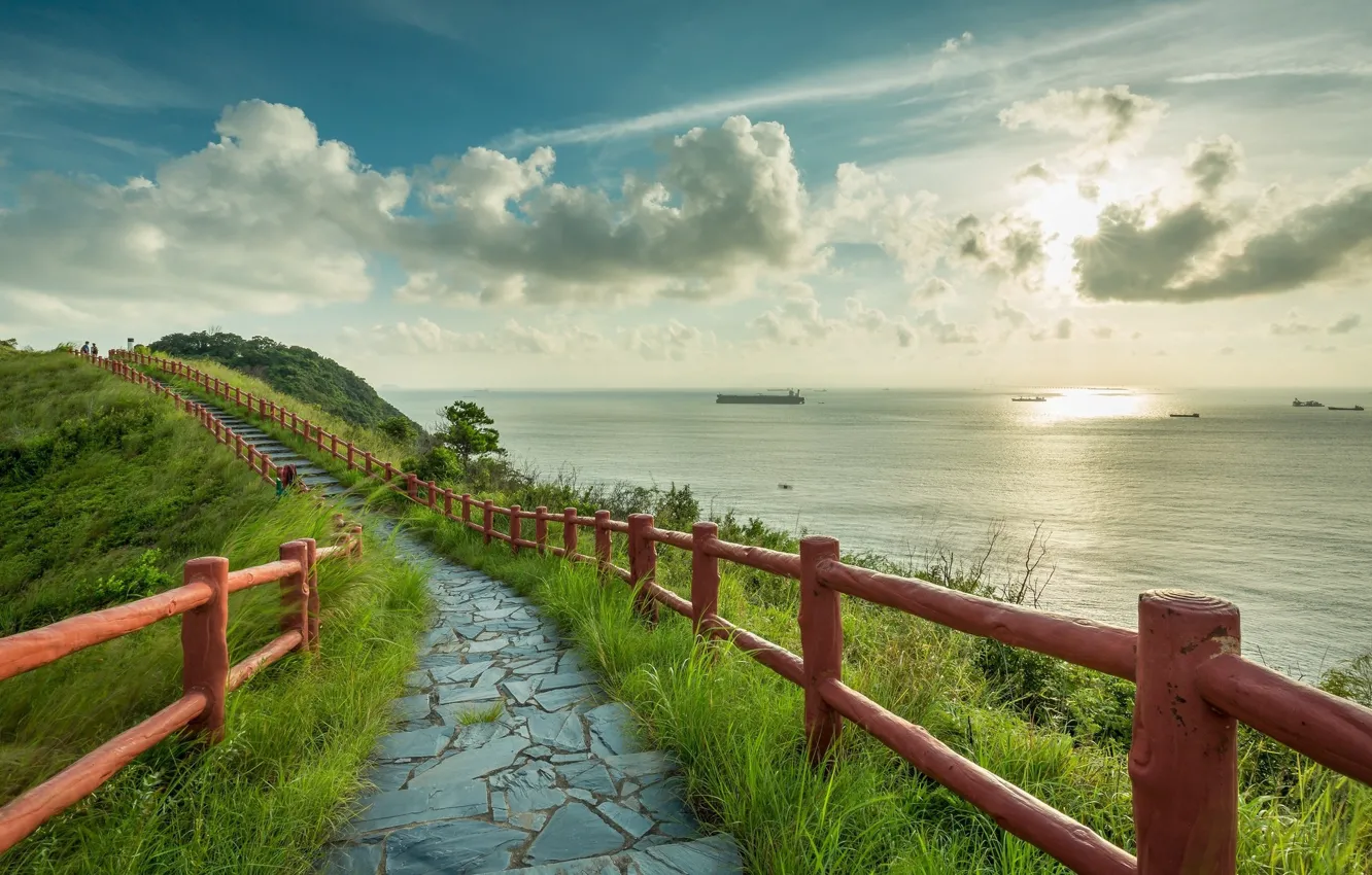 Photo wallpaper the sky, clouds, landscape, nature, track, PERILLA
