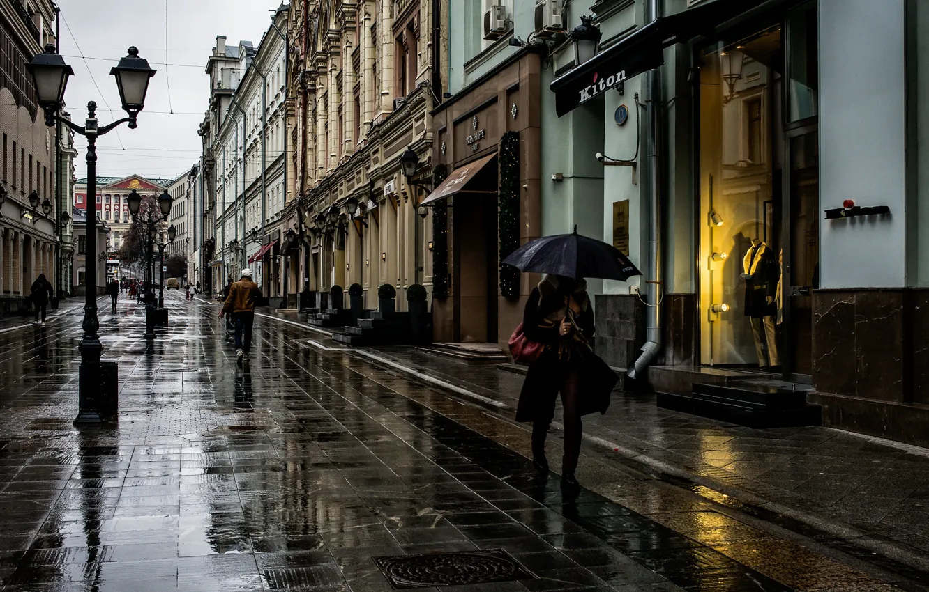 Photo wallpaper street, Moscow, passers-by