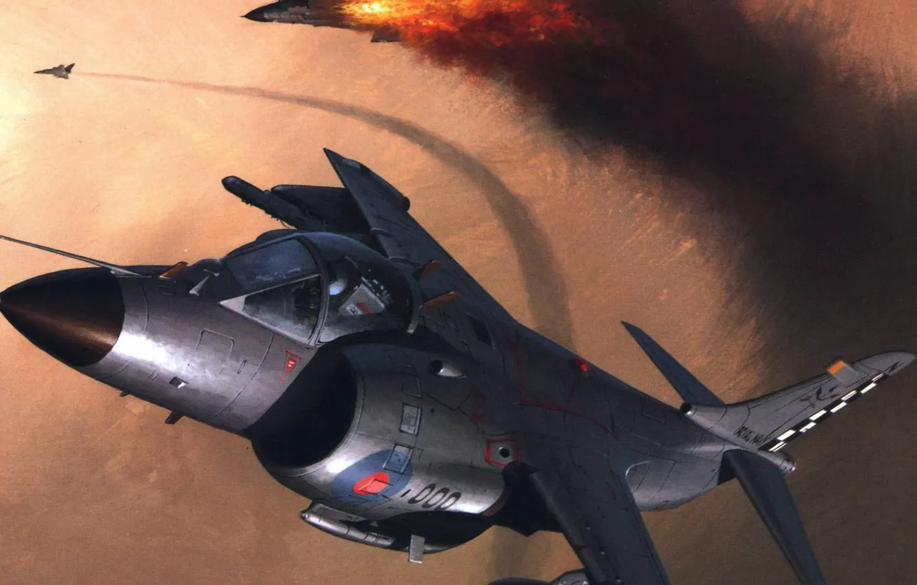 Photo wallpaper figure, battle, British Aerospace, Harrier, Sea Harrier FRS Mk.I