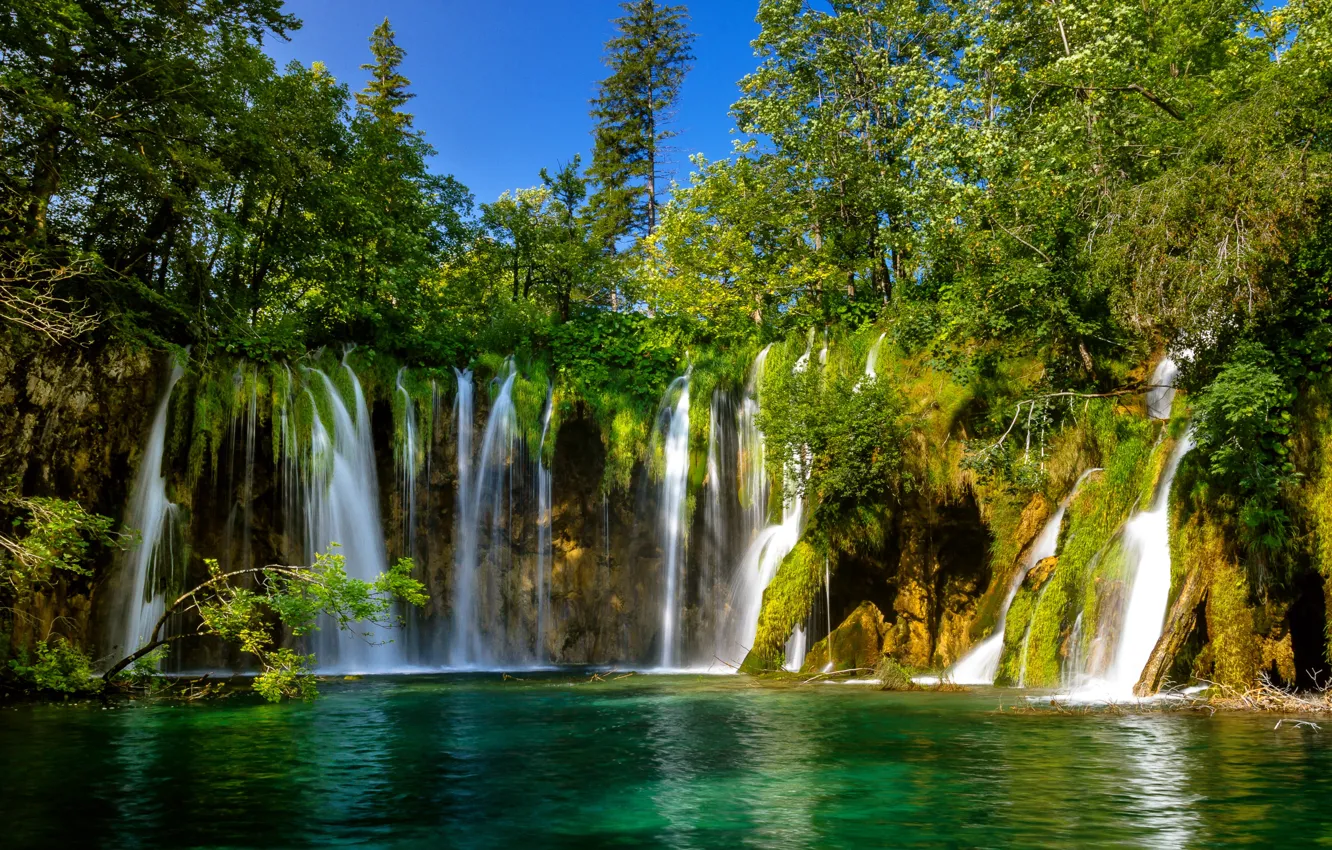 Photo wallpaper waterfall, Croatia, Plitvice lakes