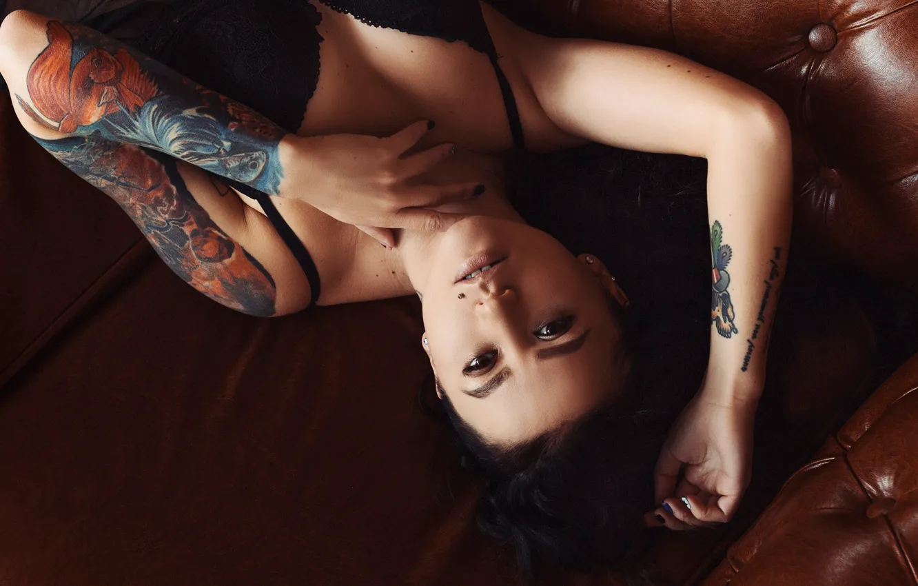 Photo wallpaper look, girl, face, pose, hands, tattoo, Natasha, Zlobin Awesome