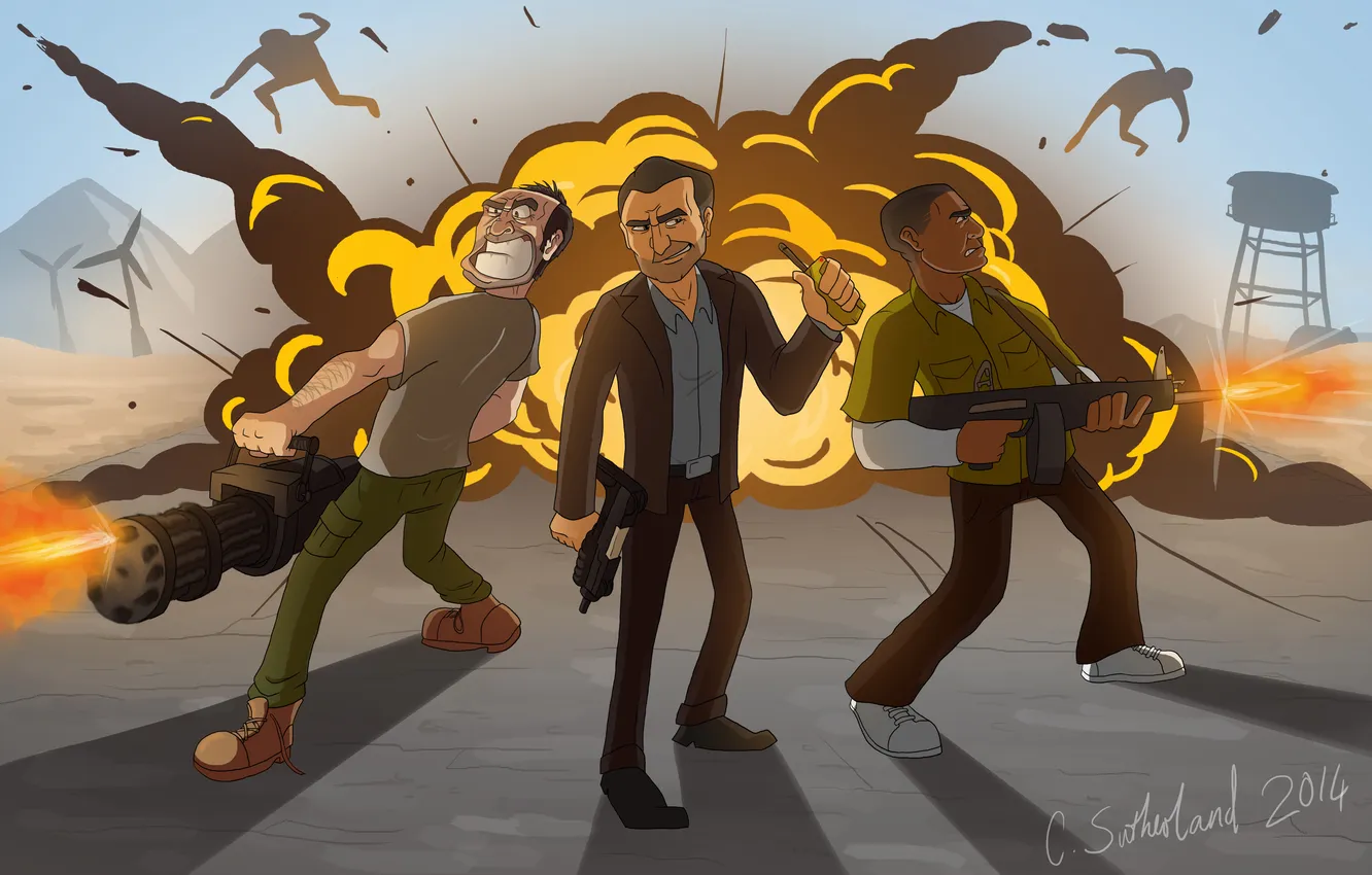 Photo wallpaper art, Michael, fanart, gta5, Trevor, Franklin