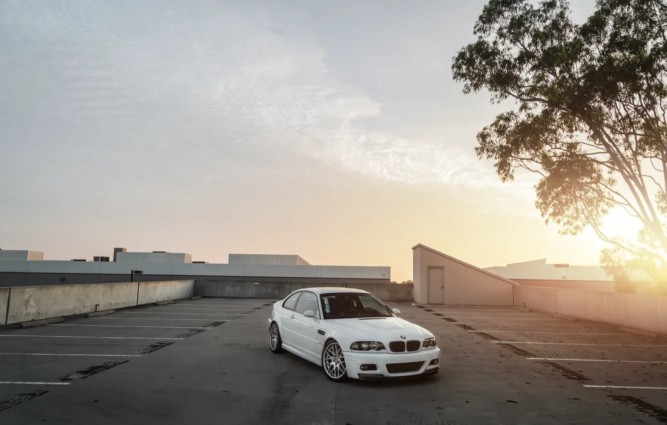 Photo wallpaper BMW, White, E46, 3/4
