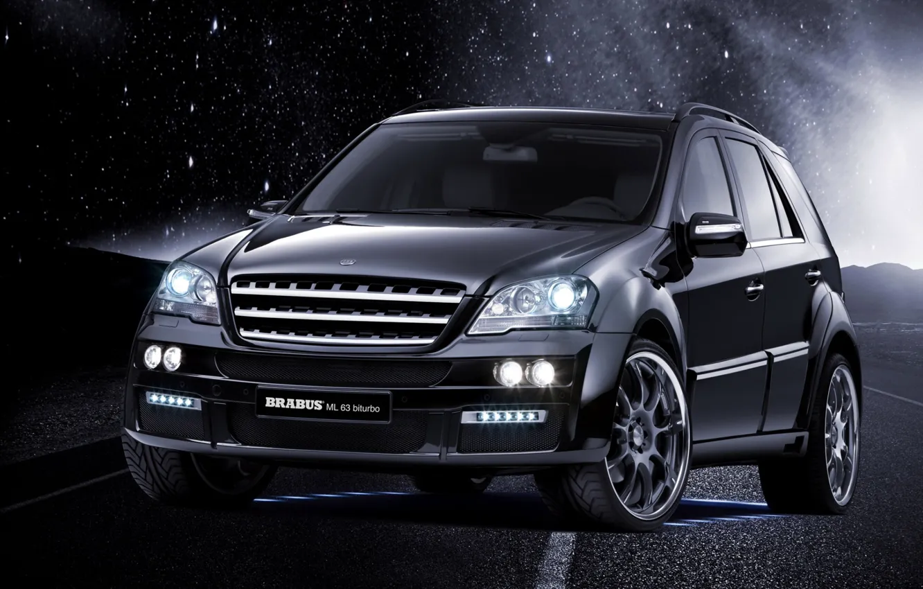 Photo wallpaper black, tuning, Mercedes-Benz, Mercedes, jeep, Brabus, tuning, the front