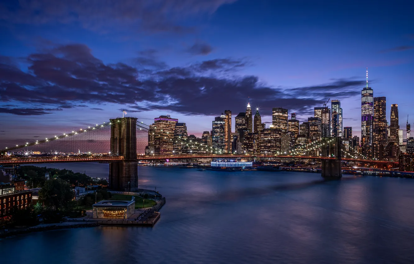 Photo wallpaper New York, USA, Brooklyn Bridge, East River