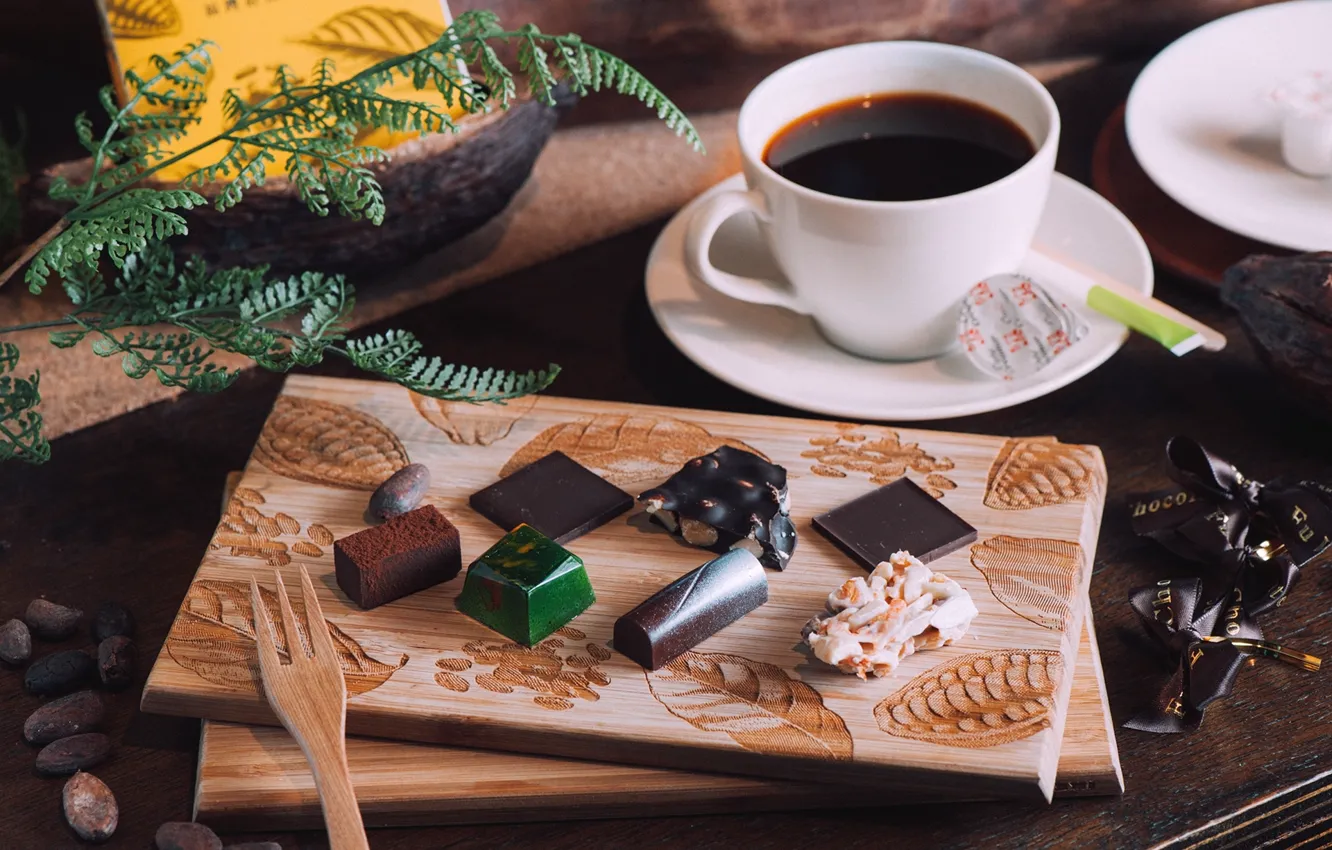 Photo wallpaper coffee, candy, sweets