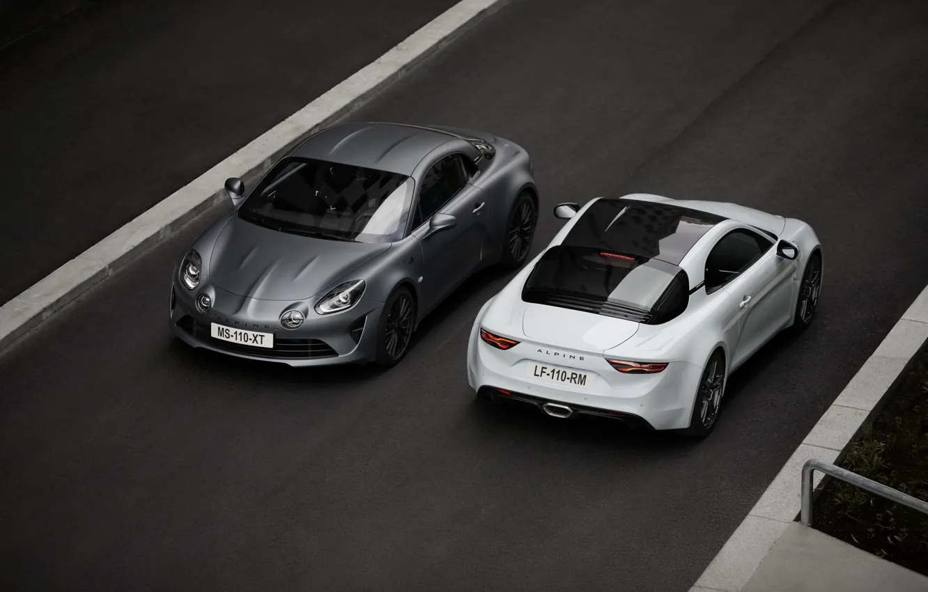 Photo wallpaper asphalt, coupe, Alpine, 2019, A110S