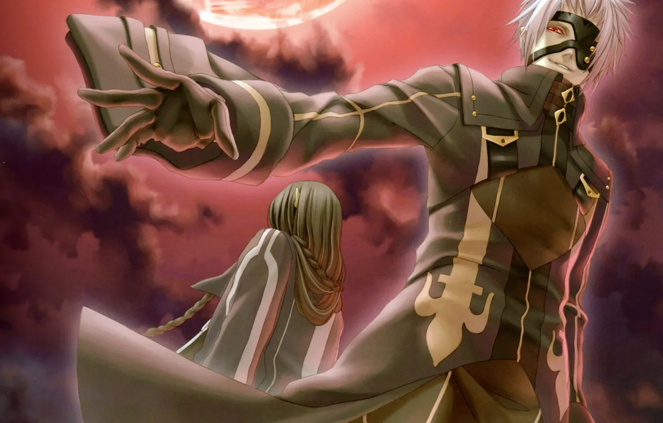 Photo wallpaper the demon, red eyes, grin, eye patch, two guys, Hiiro no Kakera, back to back, …