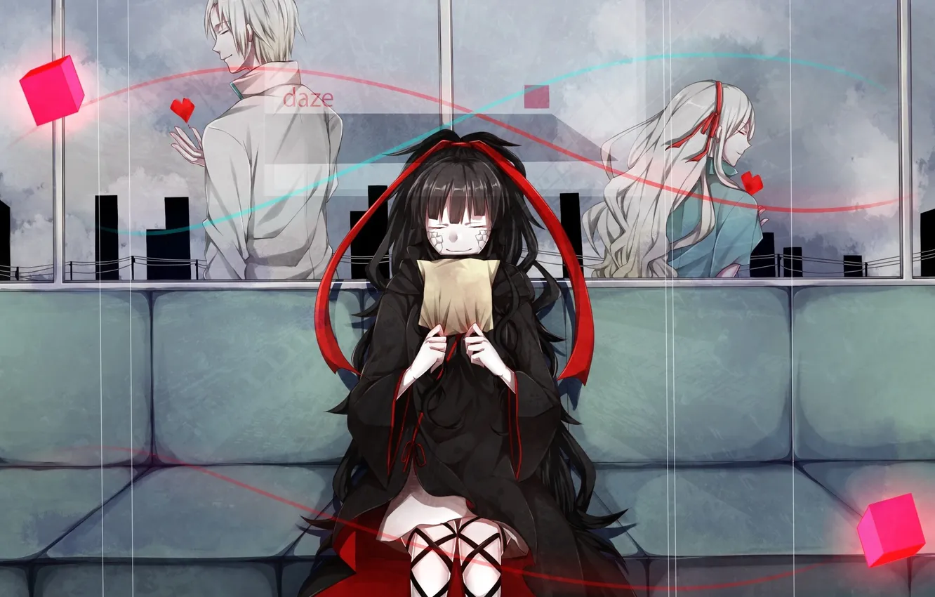 Photo wallpaper girl, smile, anime, art, guy, thread, kagerou project, kozakura shion