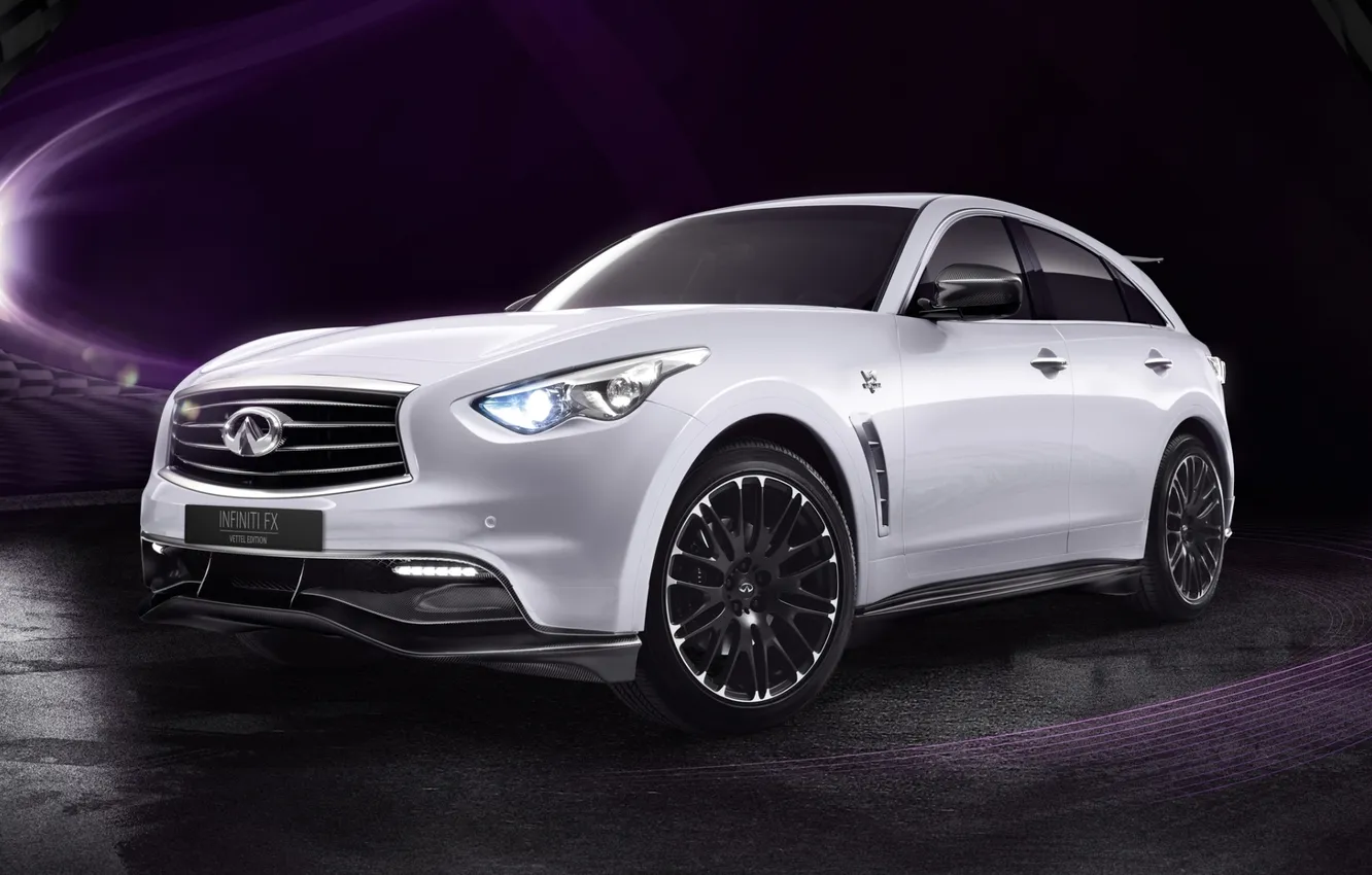 Photo wallpaper white, background, Infiniti, infiniti, the front, fx50, Sebastian Vettel, Sebastian Vettel