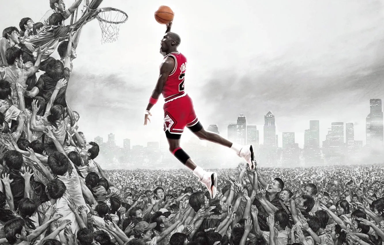 Photo wallpaper the ball, Michael Jordan, basketball