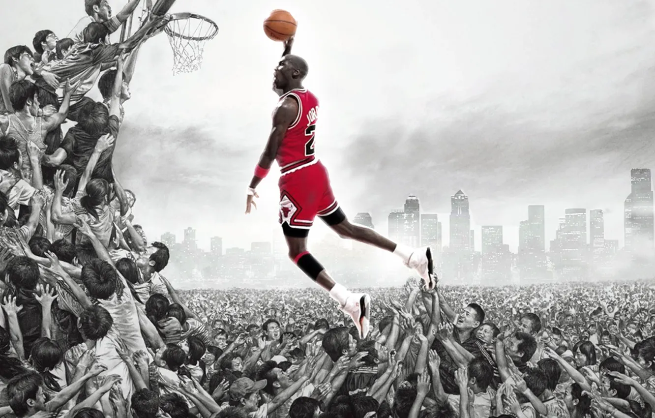 Photo wallpaper the ball, Basketball, Michael Jordan