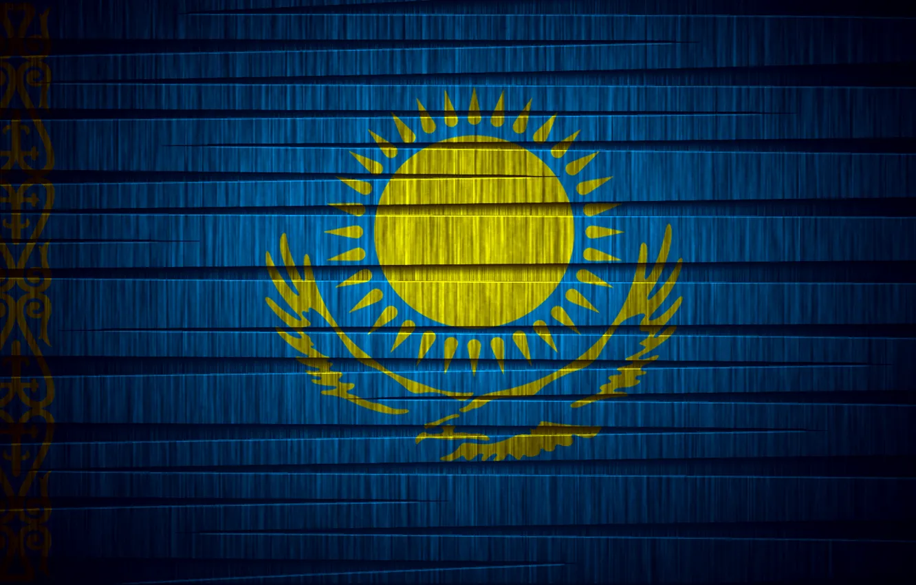 Photo wallpaper the sun, flag, the flag of Kazakhstan