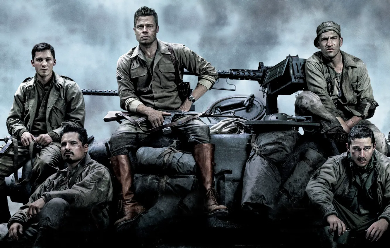 Photo wallpaper tank, Brad Pitt, Brad Pitt, the crew, M4 Sherman, Fury, "Fury"