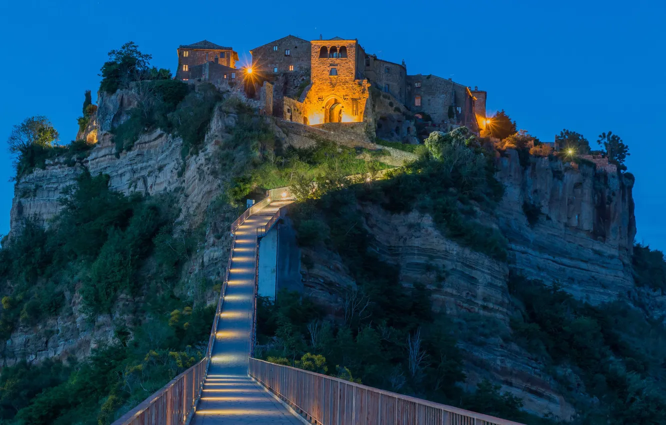 Photo wallpaper lights, rocks, home, Italy, stage