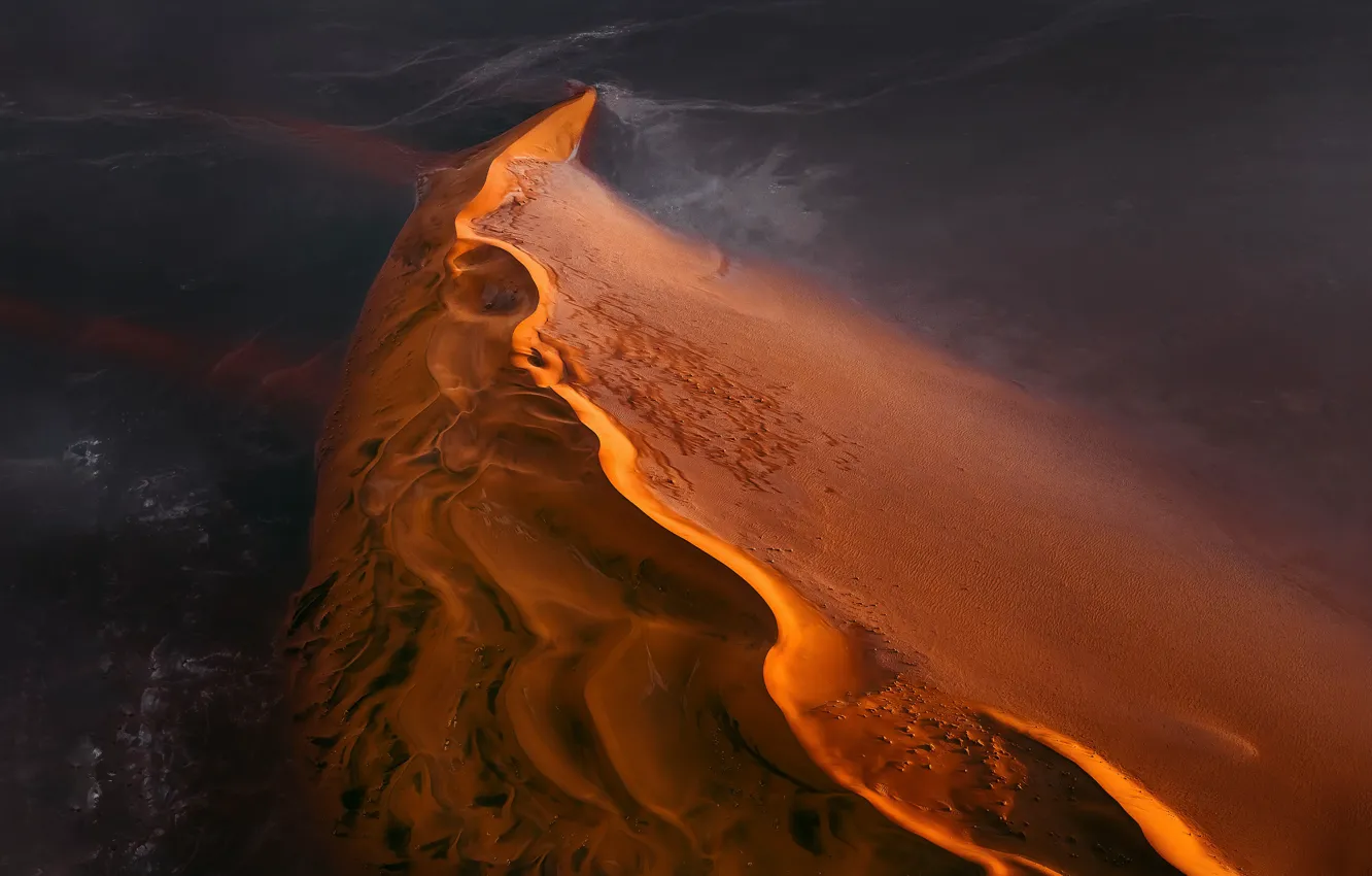 Photo wallpaper sand, the dunes, fog, desert, height