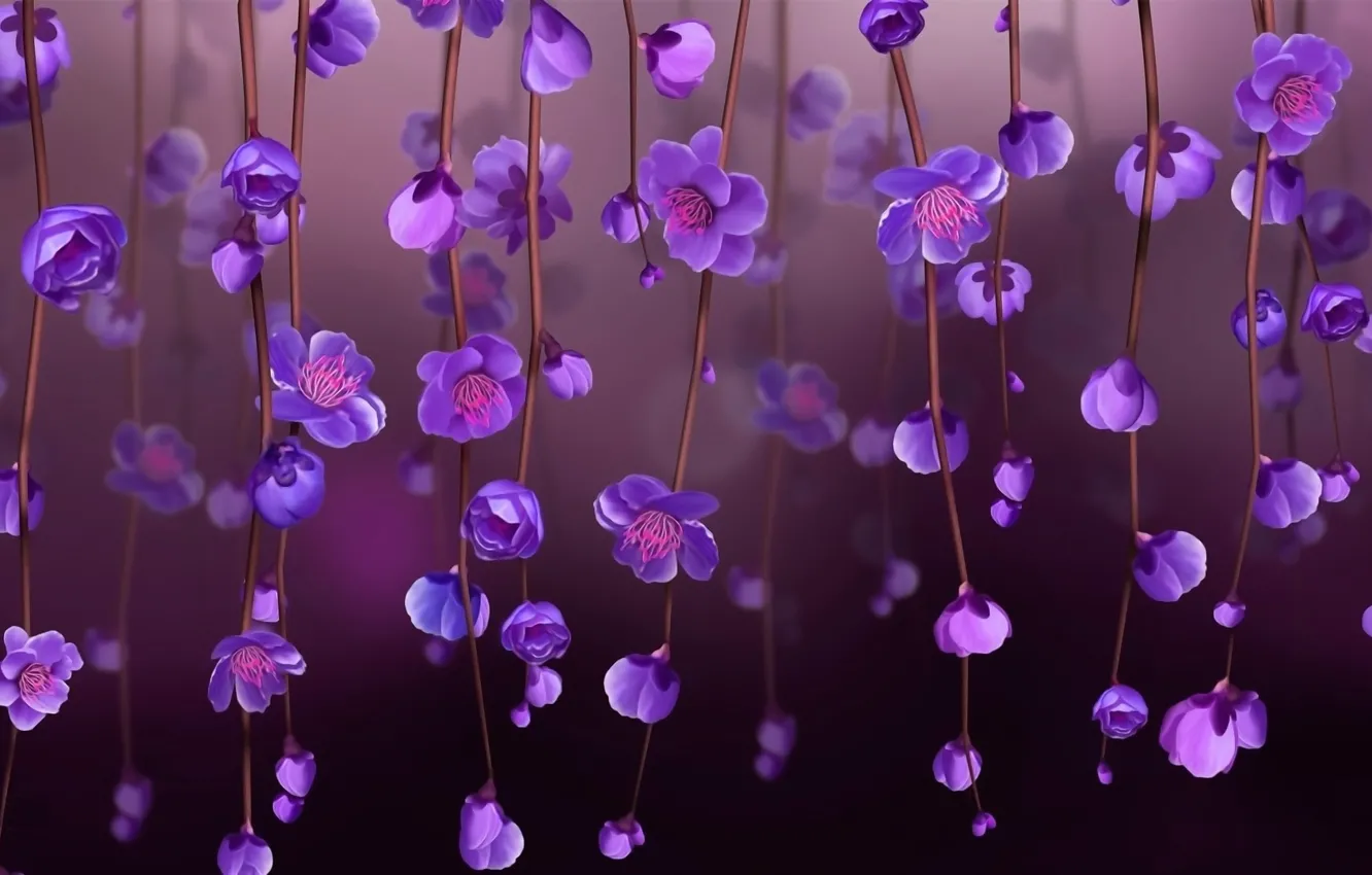 Photo wallpaper light, background, stems, spring, petals, stamens, buds, picture