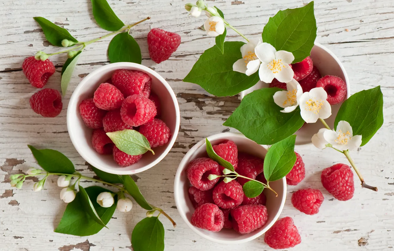 Photo wallpaper berries, raspberry, Jasmine