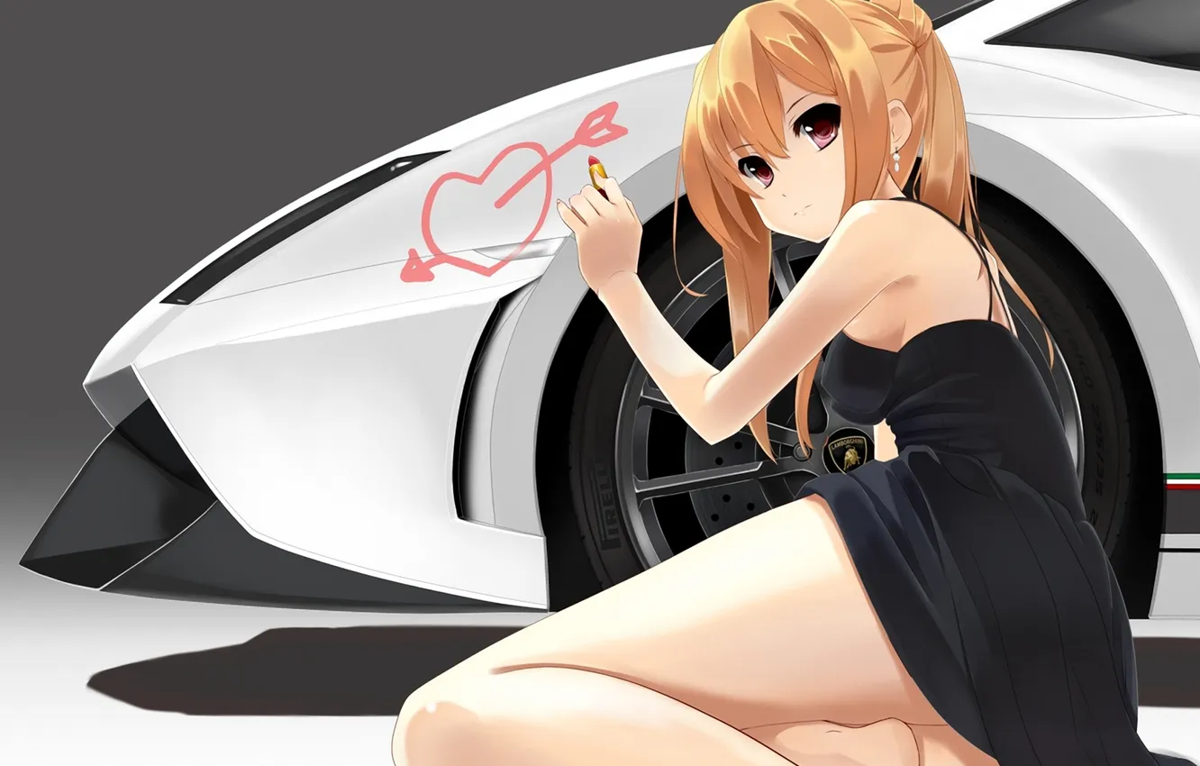 Photo wallpaper machine, girl, lipstick, hearts