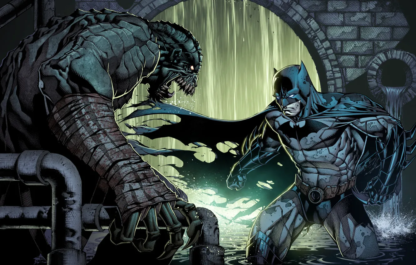 Photo wallpaper Batman, DC Comics, Bruce Wayne, Arkham, Killer Croc