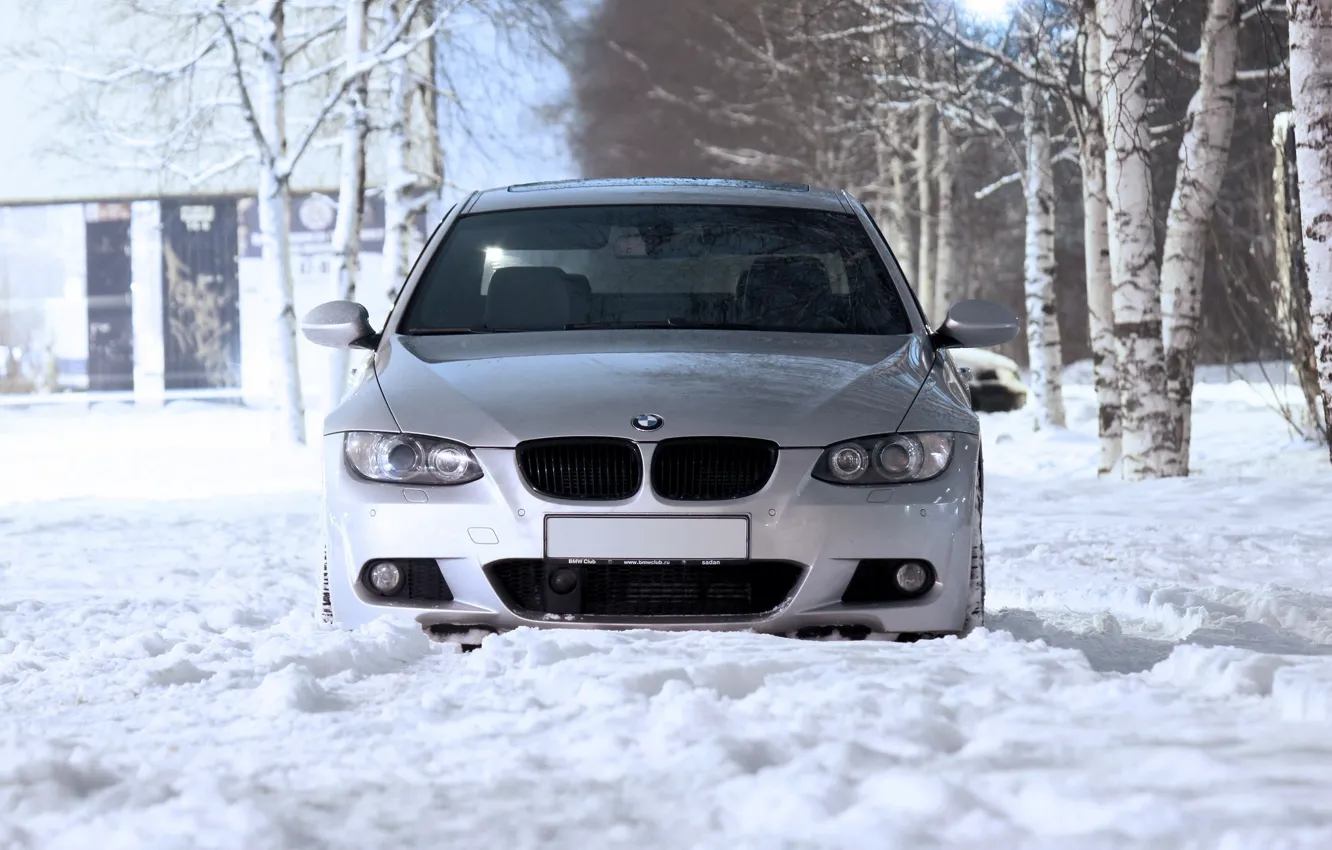 Photo wallpaper Winter, Grey, BMW M3