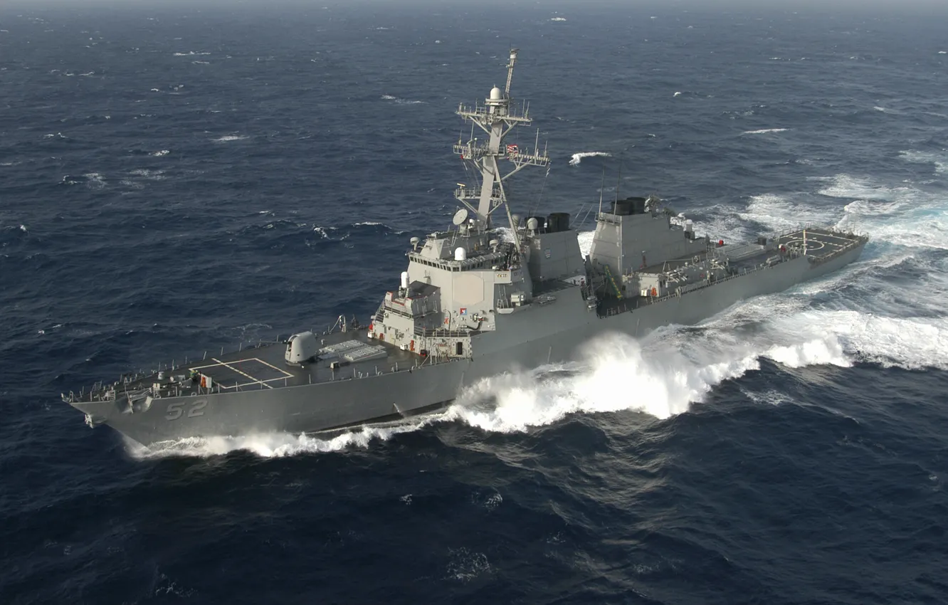 Photo wallpaper sea, wave, NATO, destroyer