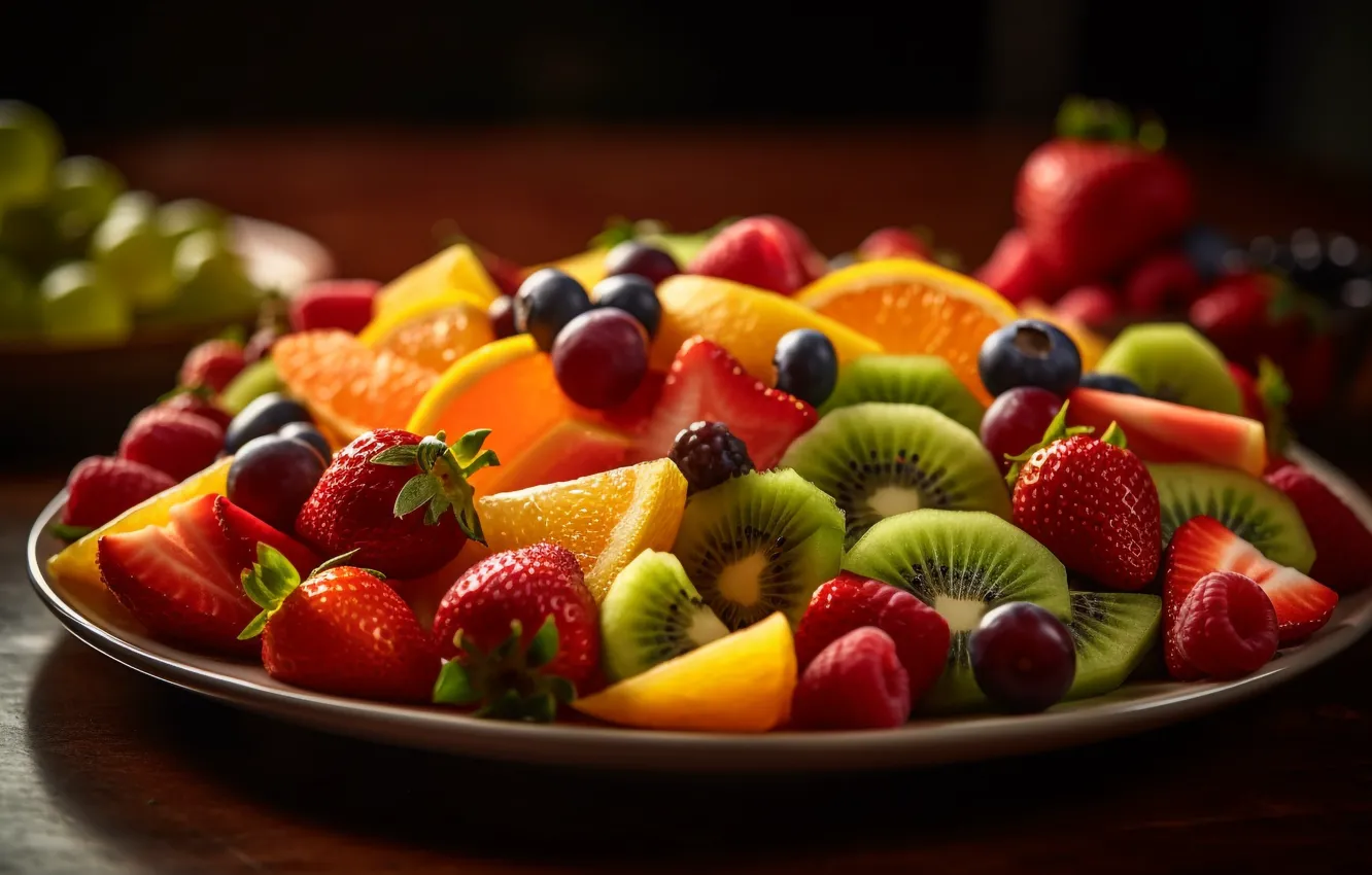 Photo wallpaper berries, food, fruit, different, a lot, juicy, delicious, cuts
