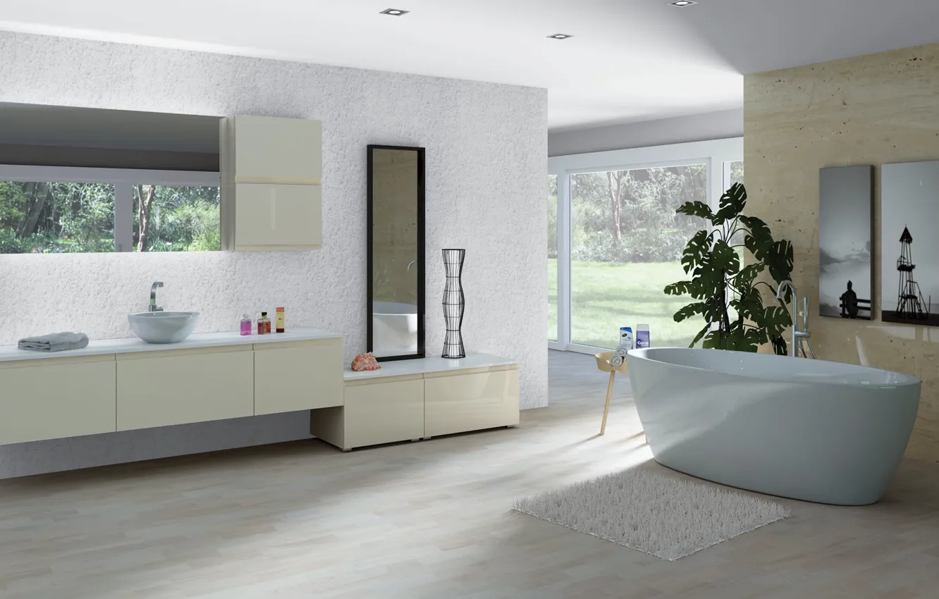 Photo wallpaper design, style, interior, bathroom