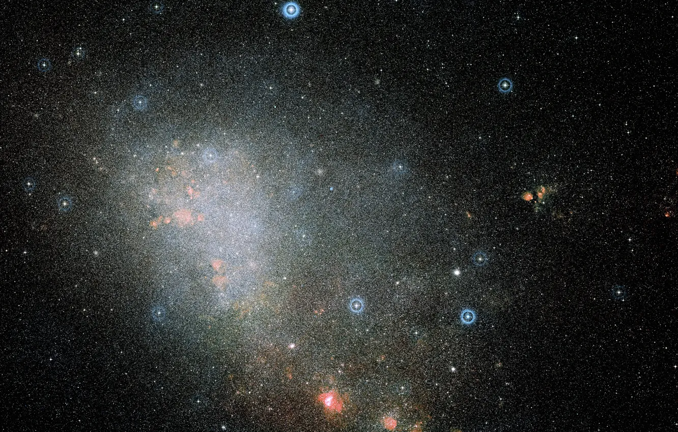 Photo wallpaper NGC 346, Small Magellanic Cloud galaxy, Digitized Sky Survey 2