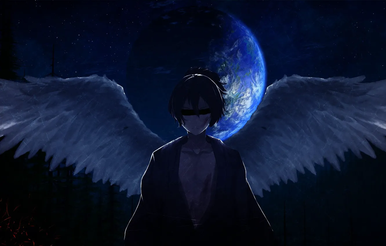 Photo wallpaper wings, angel, The moon, A Homeless God, Noragami, Yato