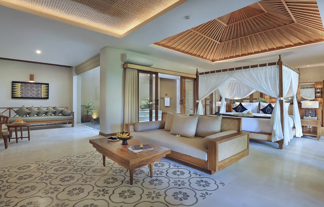 Photo wallpaper interior, Indonesia, the hotel, resort, the island of Bali, Ubud, Exotic hideaway, Suite with Jacuzzi