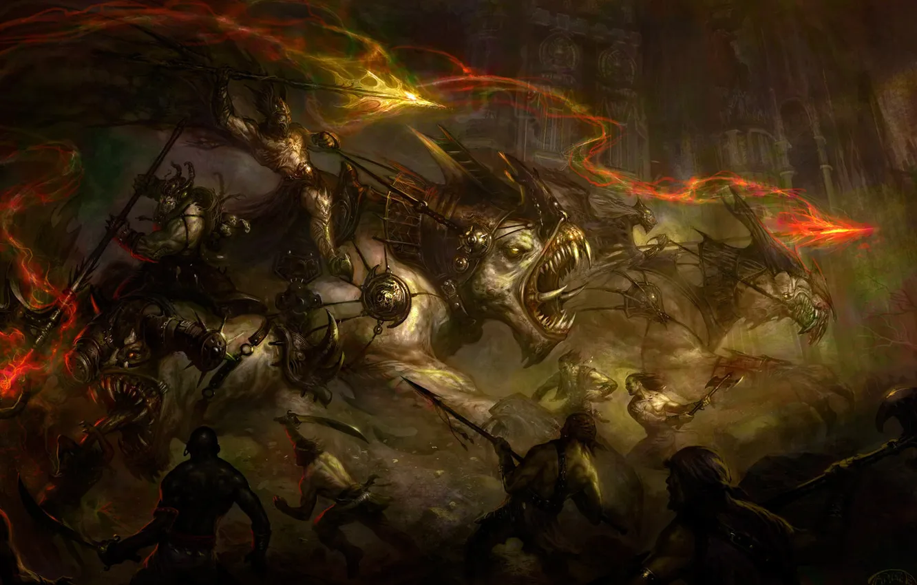 Photo wallpaper attack, battle, the demon, fight