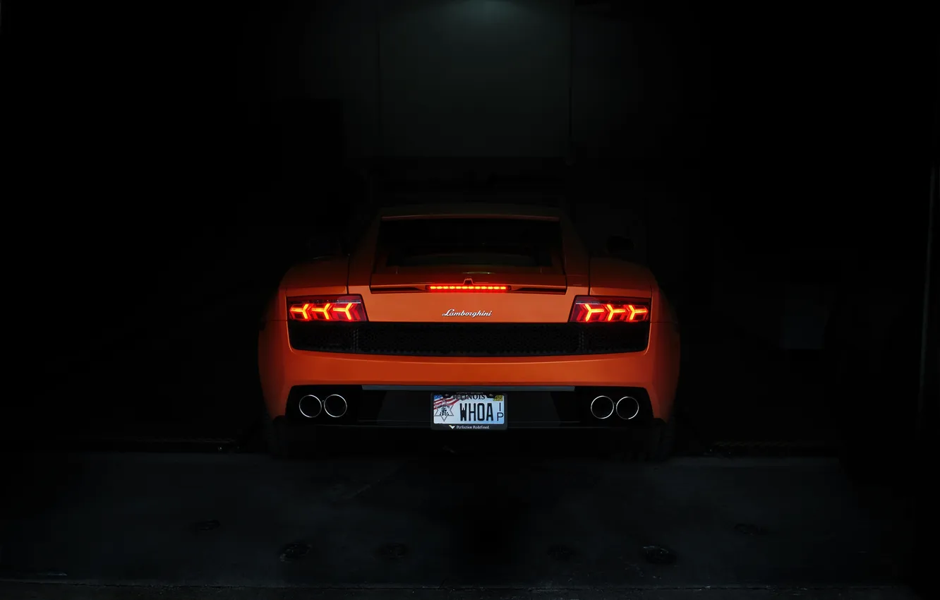 Photo wallpaper orange, darkness, gallardo, lamborghini, headlights, Gallardo, lp550-2, orange.Lamborghini