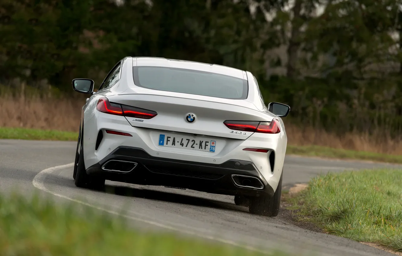 Photo wallpaper white, coupe, BMW, 2018, feed, 8-Series, Eight, G15