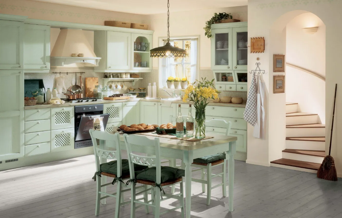 Photo wallpaper interior, kitchen, dining room, Provence style