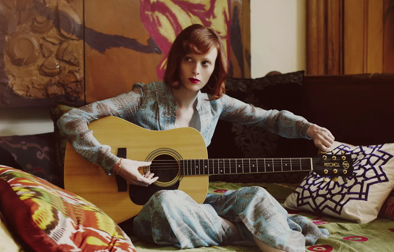 Photo wallpaper guitar, journal, photoshoot, Karen Elson, The Edit