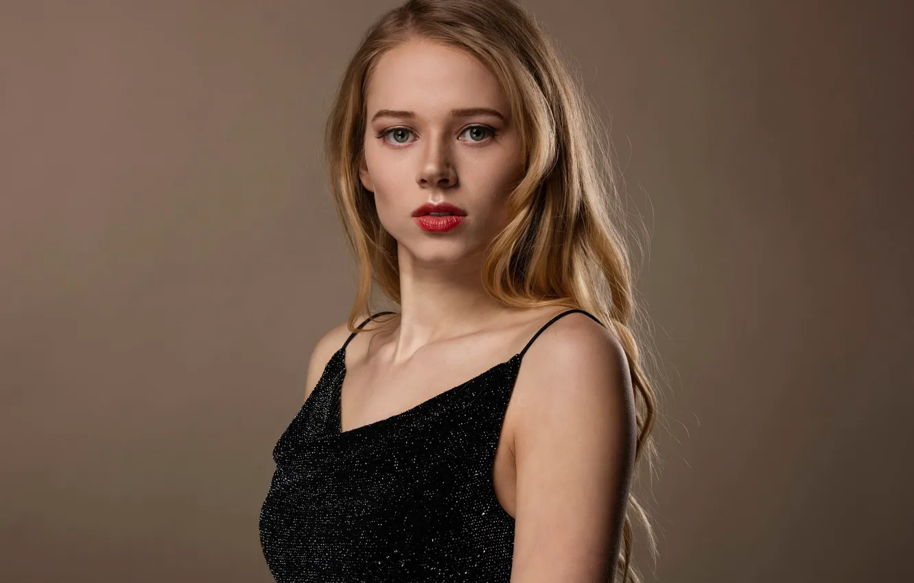 Photo wallpaper look, background, model, portrait, makeup, dress, hairstyle, brown hair