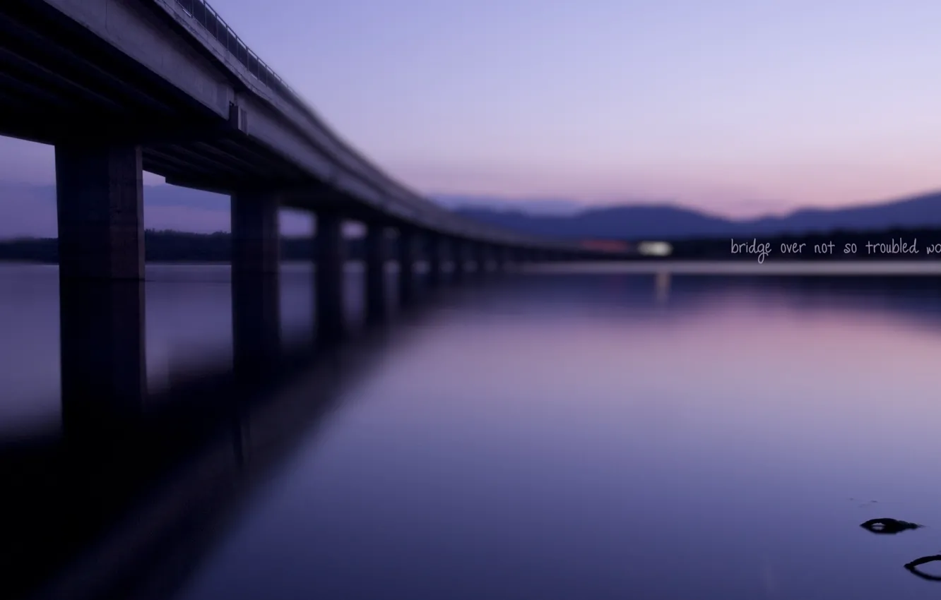 Photo wallpaper road, water, bridge, the evening