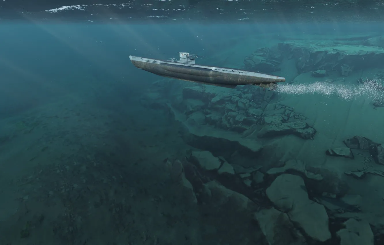 Photo wallpaper Germany, The second World war, U-69 submarine at depth