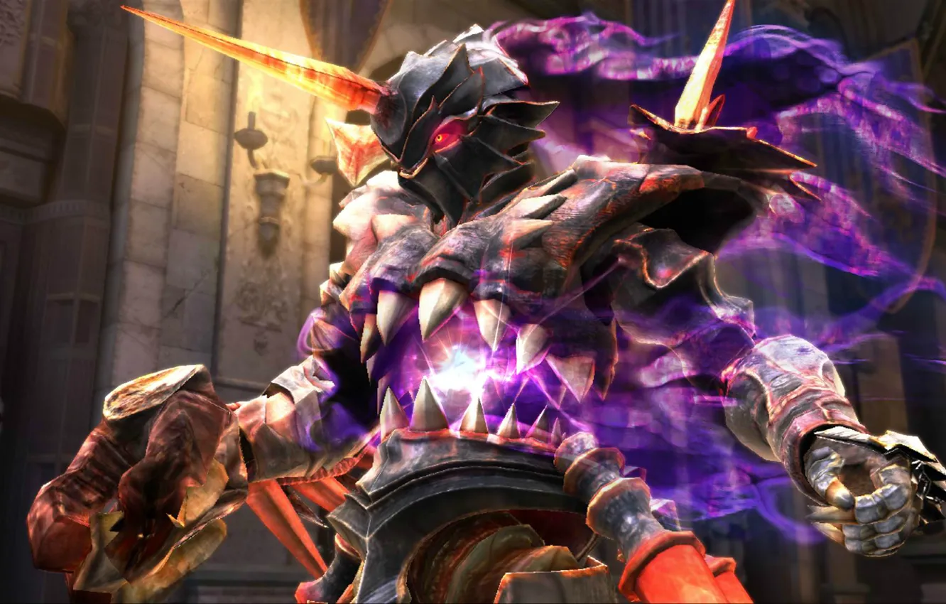 Photo wallpaper magic, glow, armor, the demon, fangs, horns, Soul Calibur 4