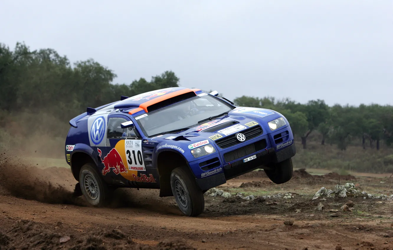 Photo wallpaper Blue, Sport, Volkswagen, Race, Touareg, Rally, Dakar