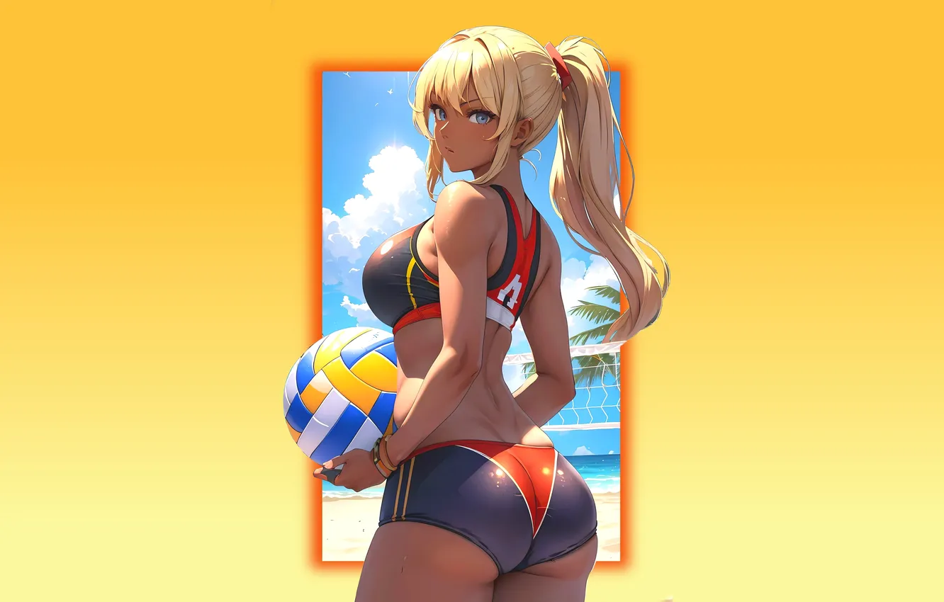 Photo wallpaper sport, girl, hot, sexy, wet, beach, ocean, anime