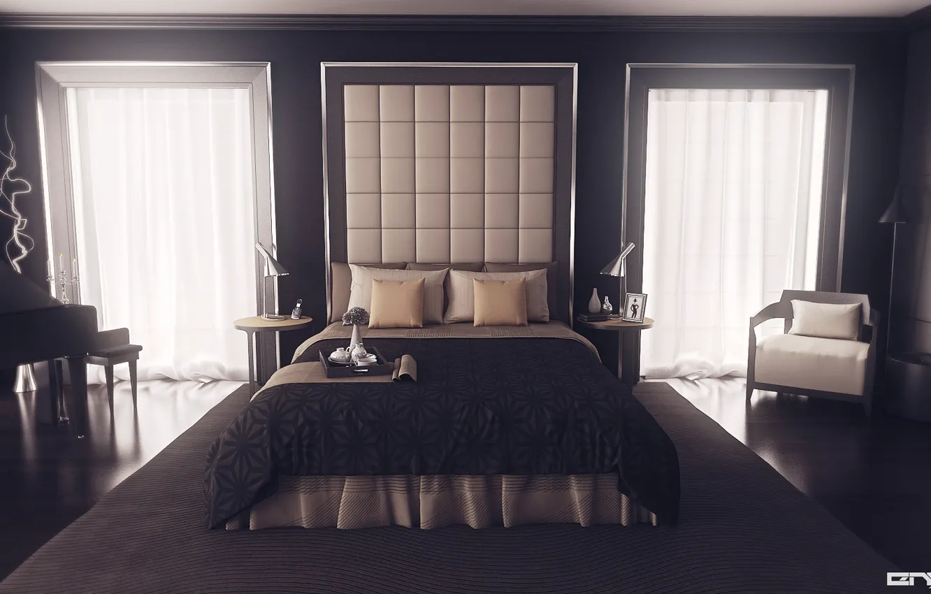 Photo wallpaper furniture, Breakfast, the room, furnished, Bedroom design