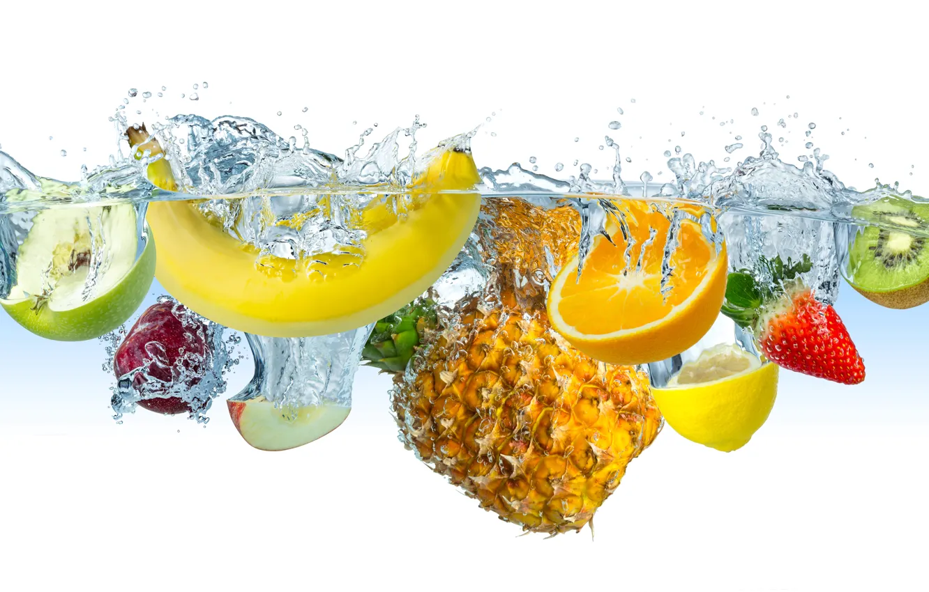 Photo wallpaper water, berries, fruit