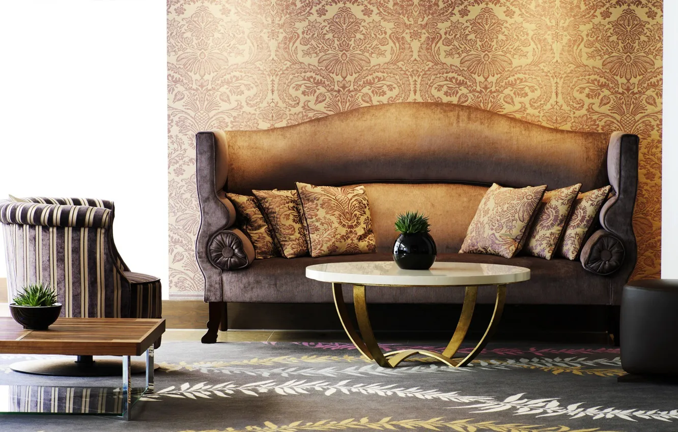 Photo wallpaper design, style, room, sofa, carpet, furniture, interior, chair