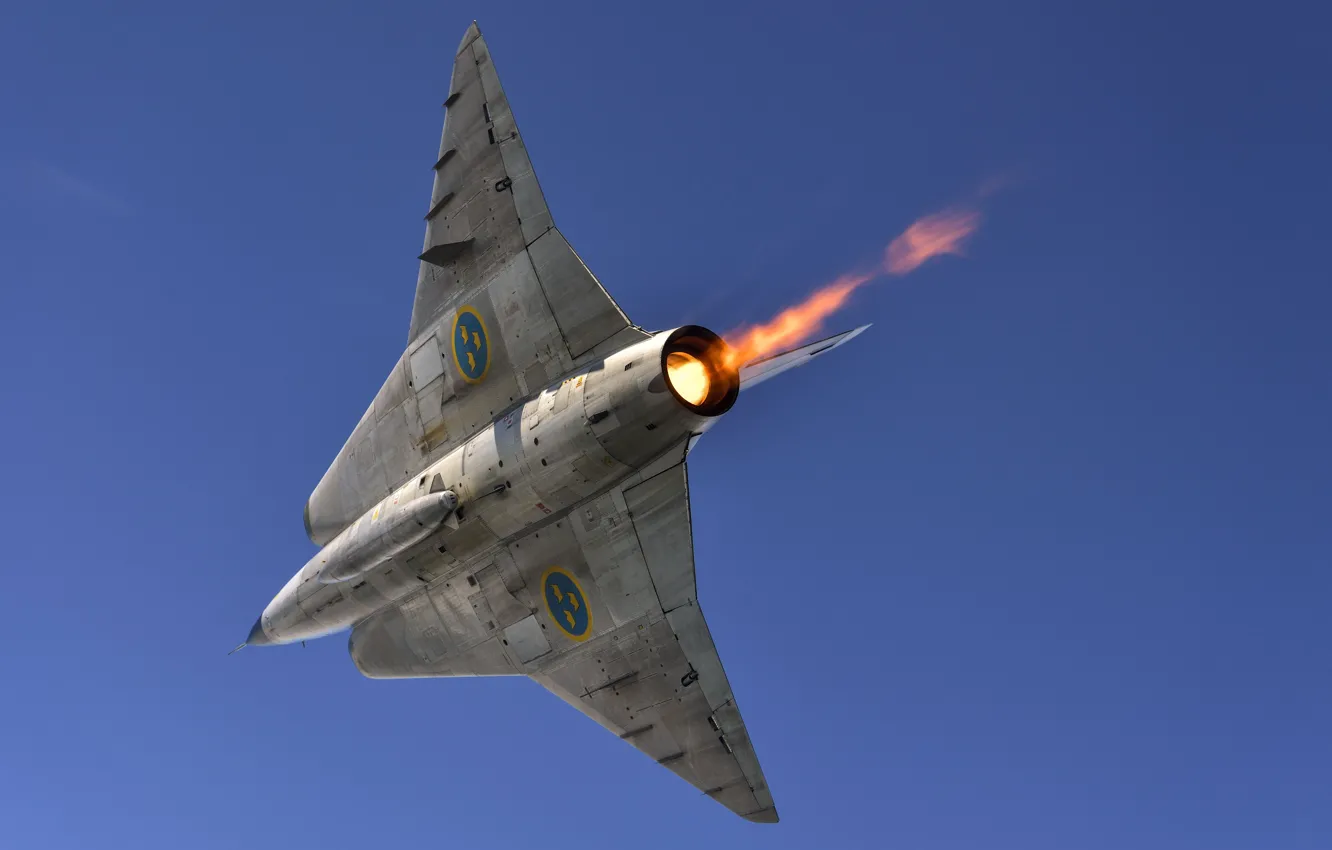Photo wallpaper Fighter, Flame, The fast and the furious, You CAN, Swedish air force, Can 35 Draken