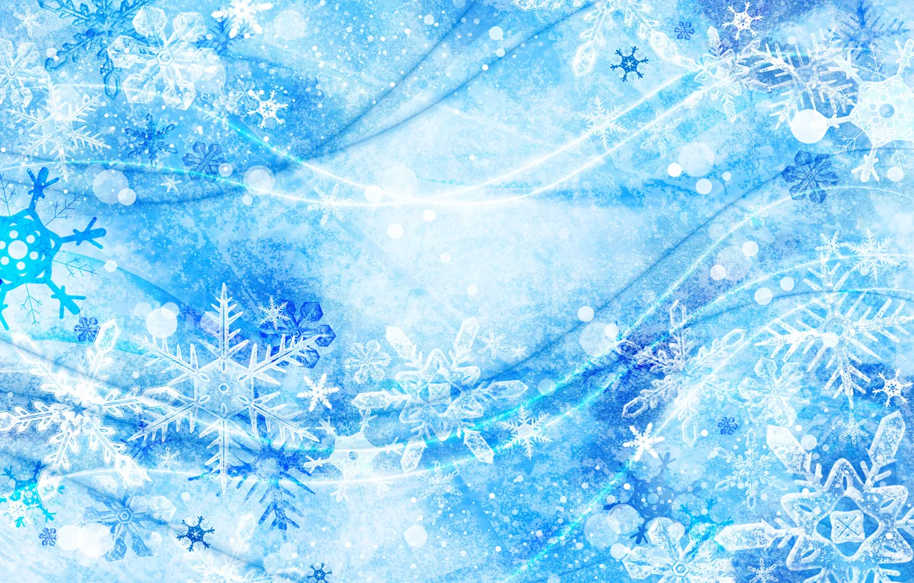 Photo wallpaper snowflakes, blue, new year