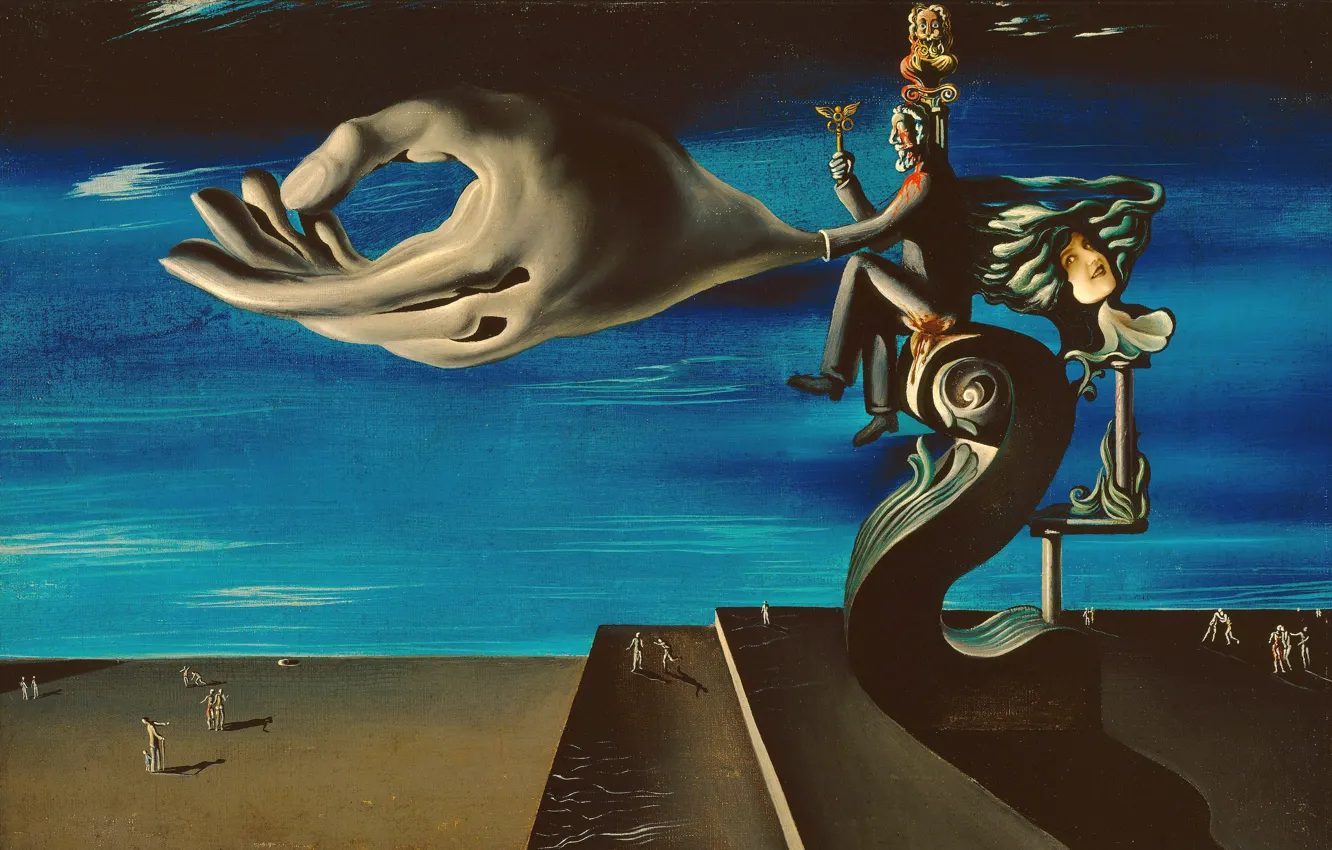 Photo wallpaper surrealism, picture, hands, Salvador Dali, Salvador Dali, Remorse